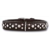 Collier Cuir Noir pour Chien Strass Swarovski 3 Rangs - Doxtasy 