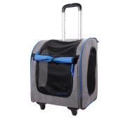 Trolley et Sac à dos Liso Backpack pour Chien et Chat Gris et Bleu - Ibiyaya